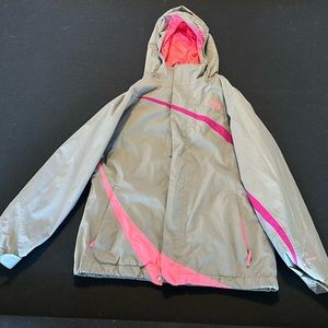 North Face Girls Large, Grey/Pink, With Removable Liner That Can Be Used As Coat